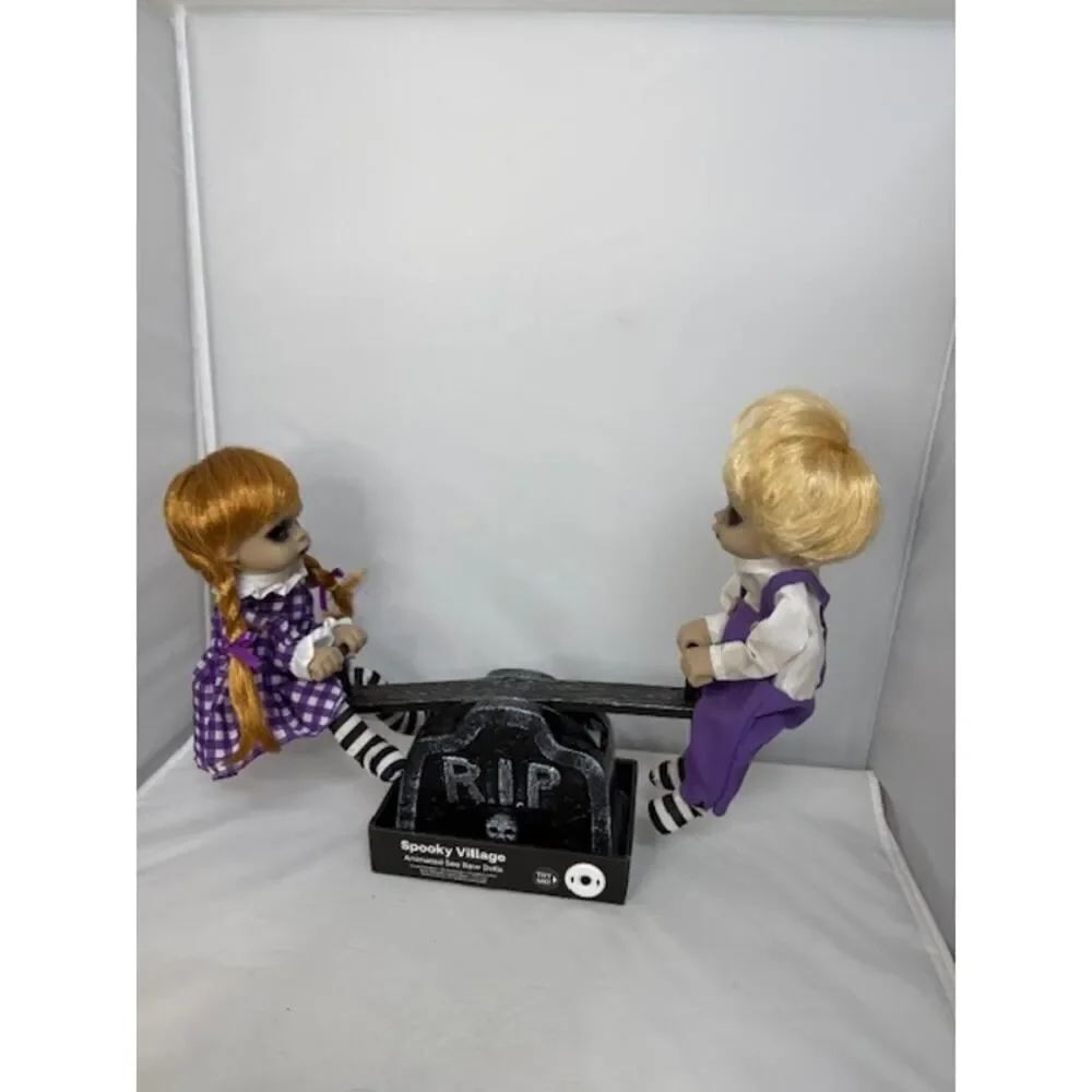 Animated See Saw Dolls LED Animatronic Halloween Decor Sing Song Movement Lights
